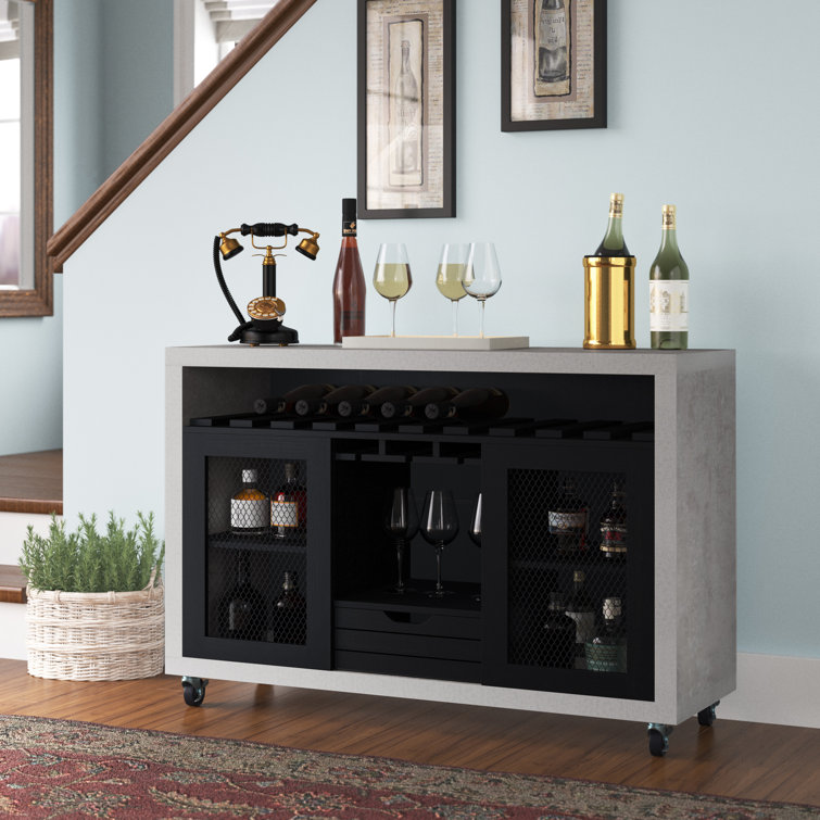 Black sideboard best sale with wine rack